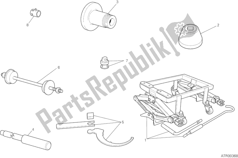 All parts for the Workshop Service Tools (frame) of the Ducati Supersport S 937 2019
